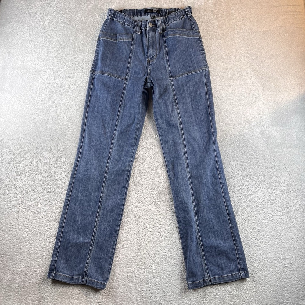 Judy Blue Jeans 5/27 Blue Straight Leg Elastic Waist Mid High Rise Straight - Picture 1 of 8